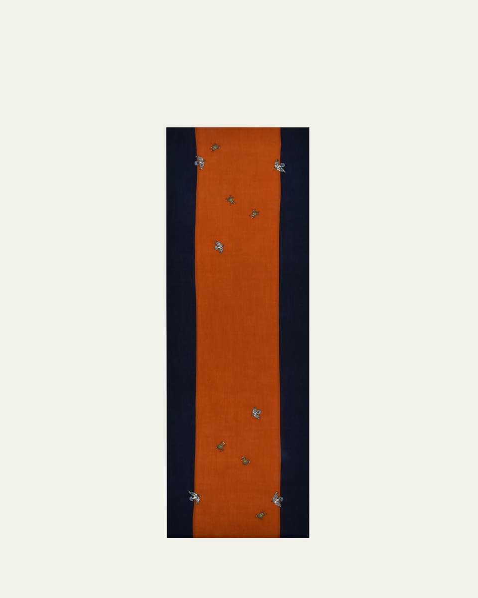 Bird & Beetle Beaded Merino Wool Scarf